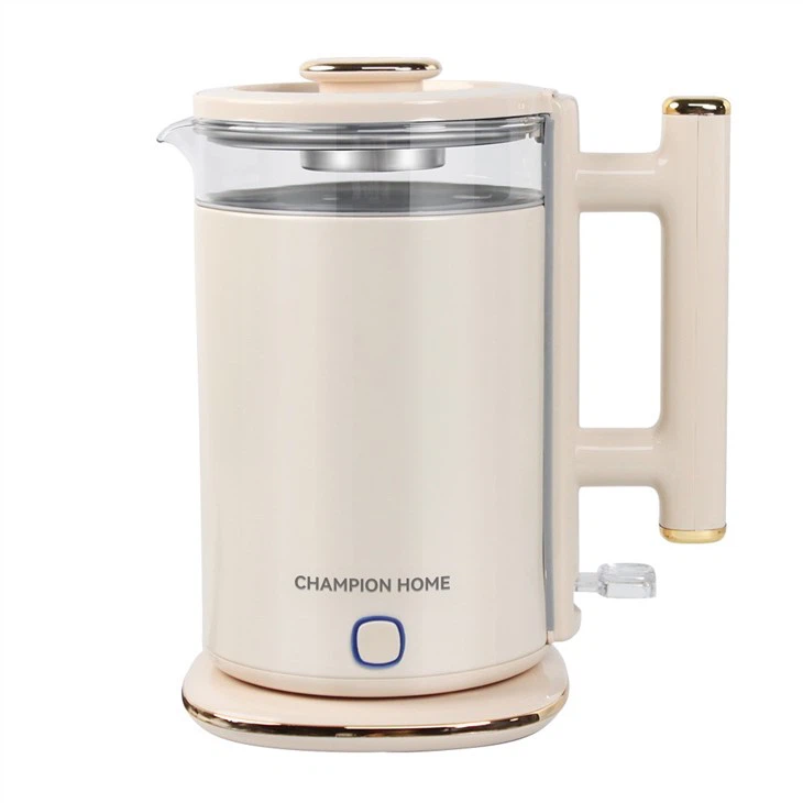 yellow double wall glass electric kettle
